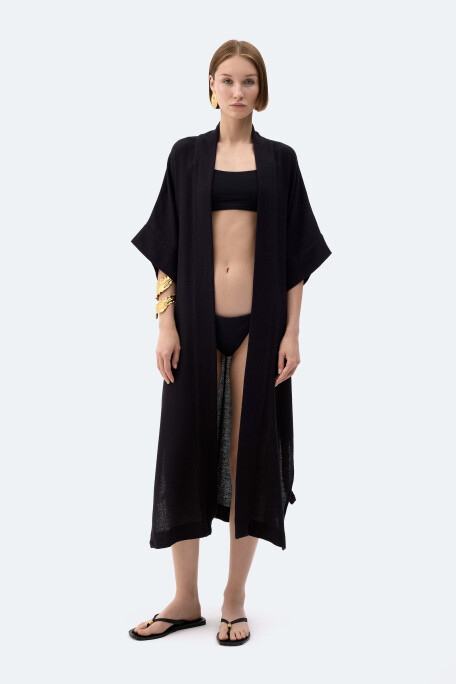 Siyah Keten Kimono