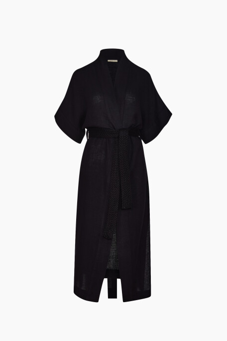 Siyah Keten Kimono