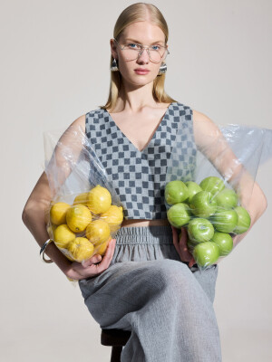 Dama Desenli Crop Bluz
