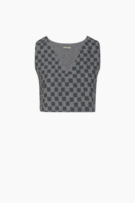 Dama Desenli Crop Bluz