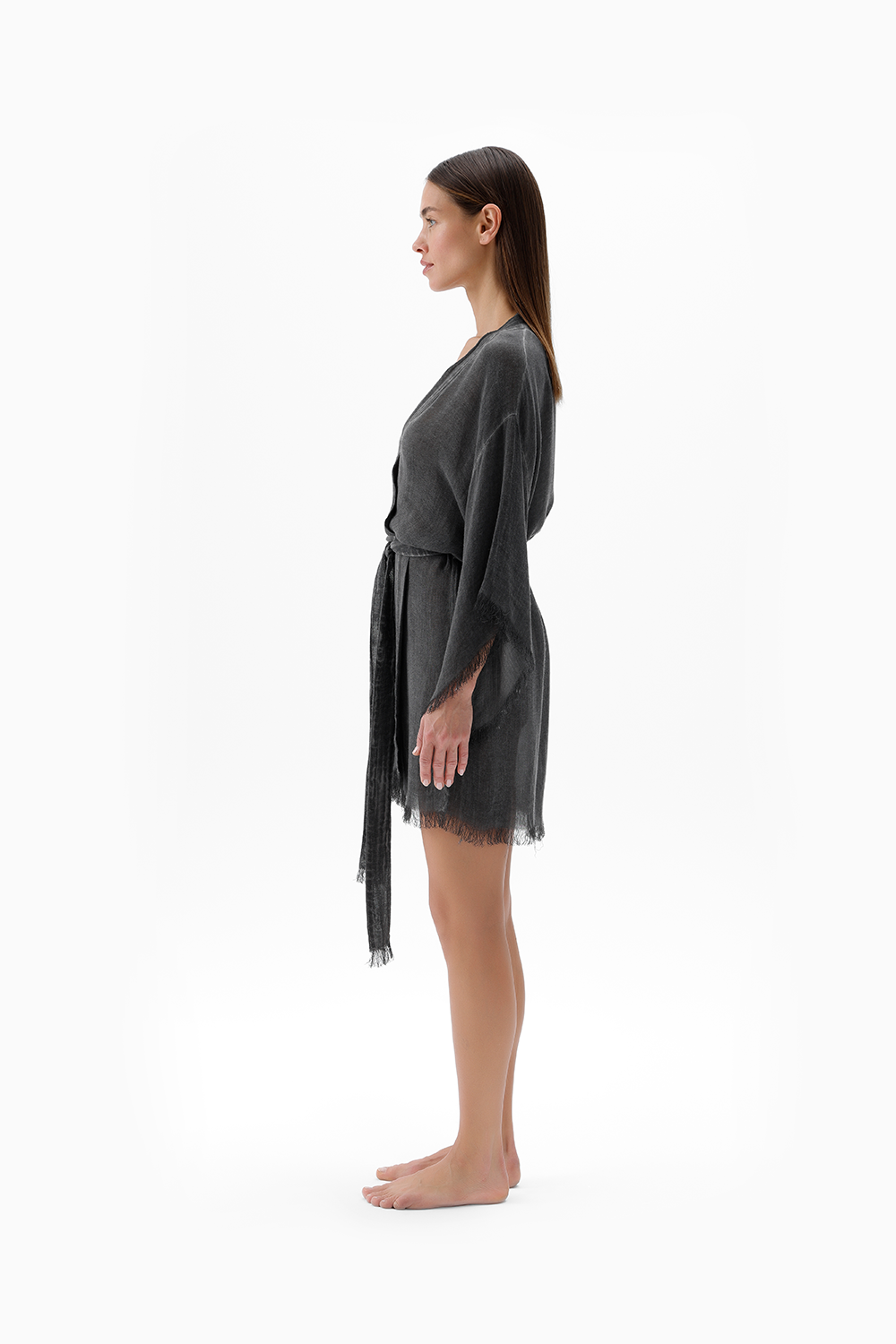 Bambu Gri Kısa Kimono