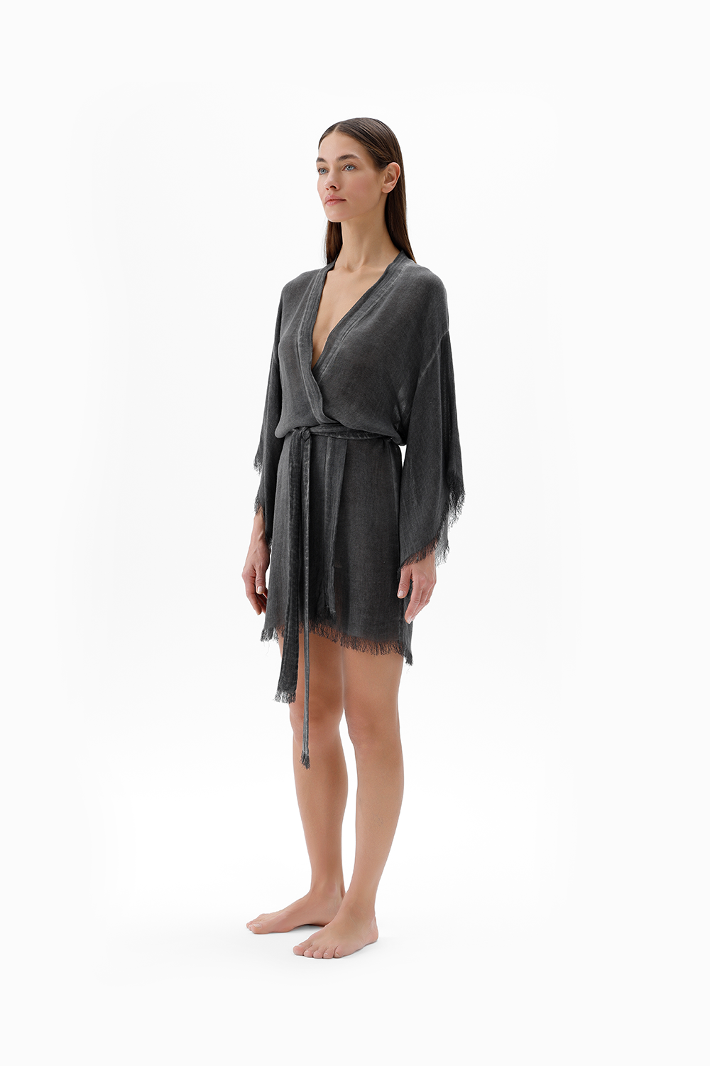 Bambu Gri Kısa Kimono