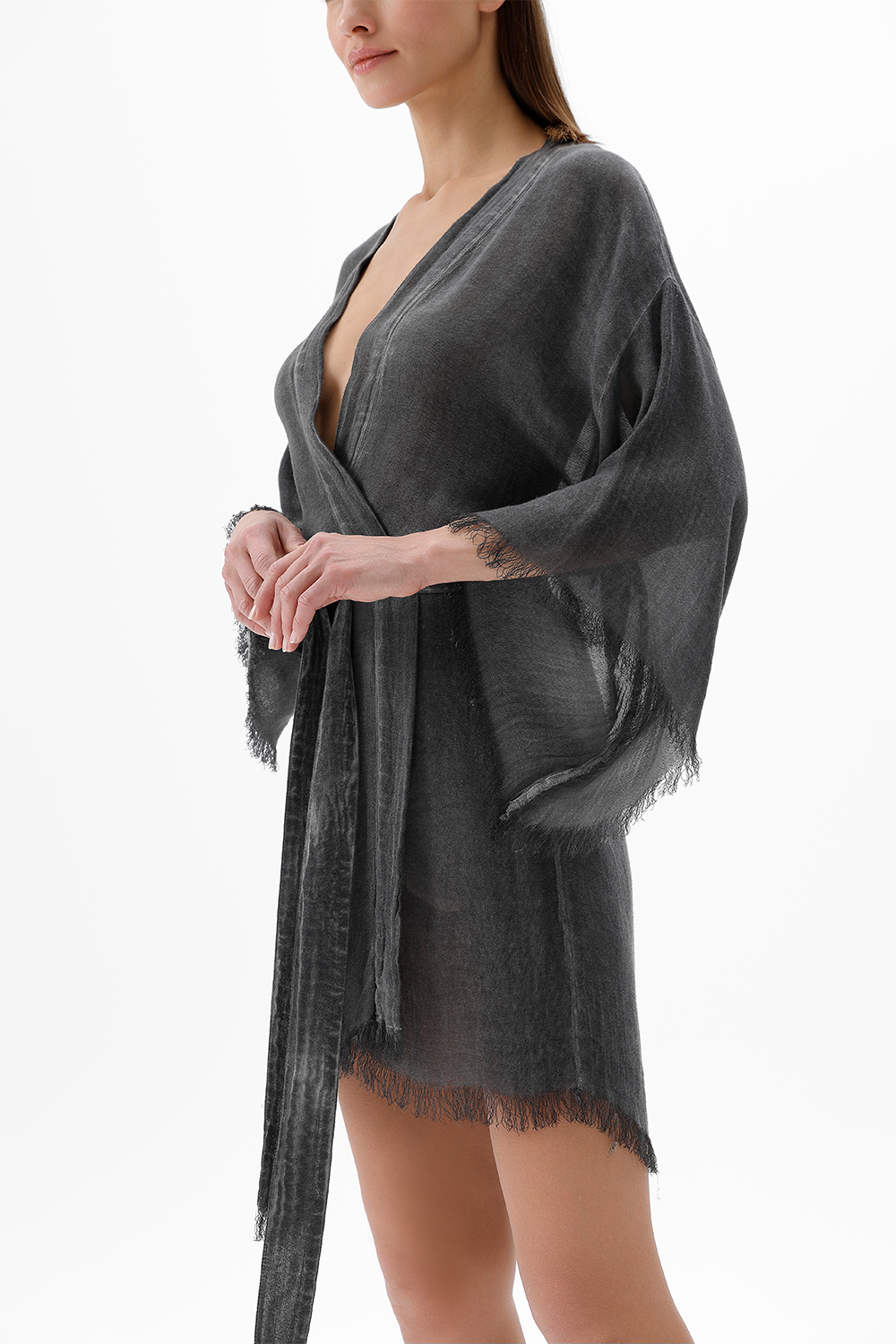 Bambu Gri Kısa Kimono
