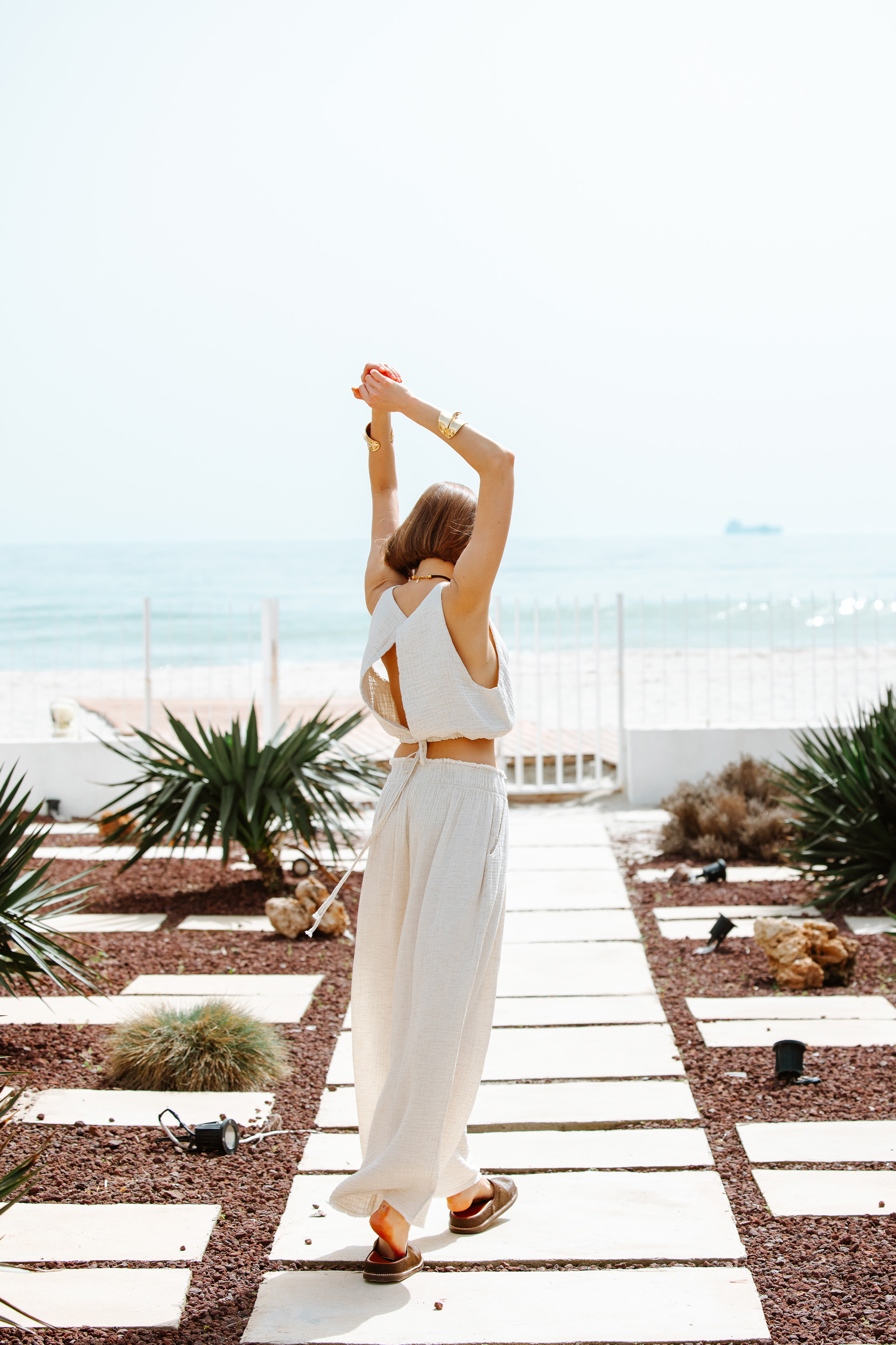 Crinkle Linen Kolsuz Crop Top