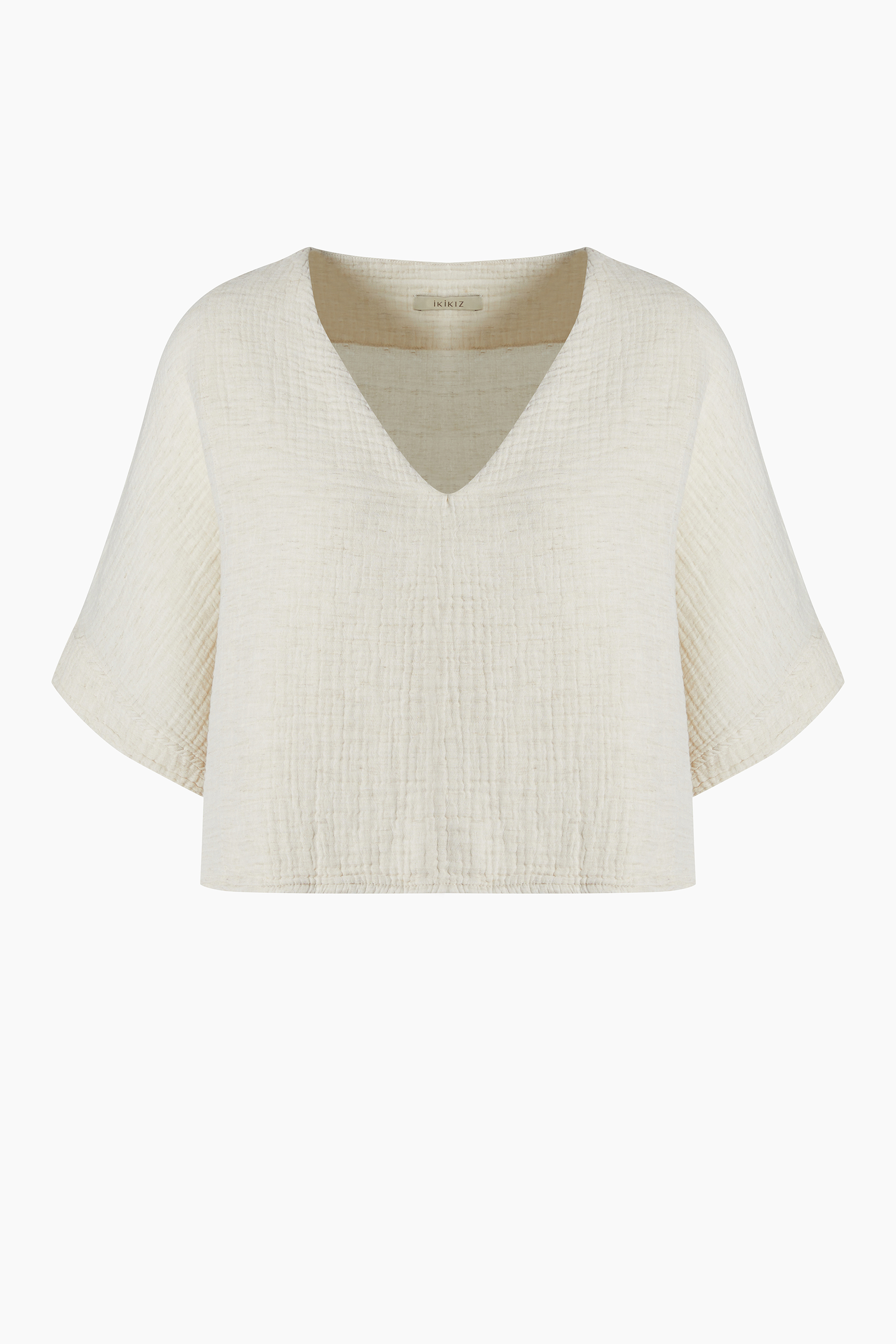 Crinkle Linen V Yaka Bluz