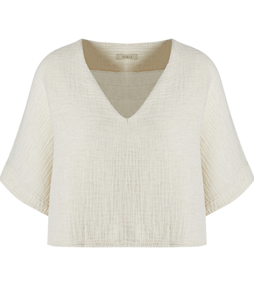 Crinkle Linen V Yaka Bluz
