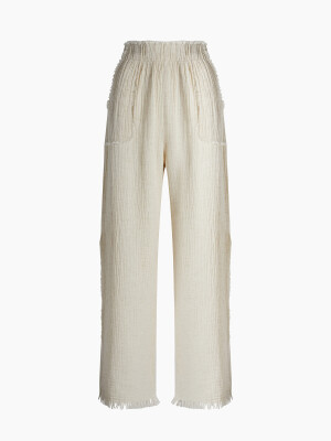 Crinkle Linen Yırtmaçlı Pantolon