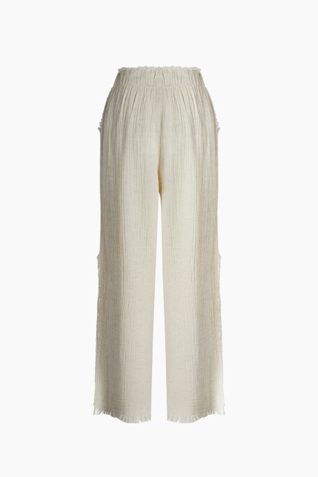 Crinkle Linen Yırtmaçlı Pantolon
