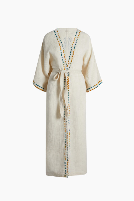 Crinkle Linen Renkli Baskılı Kimono
