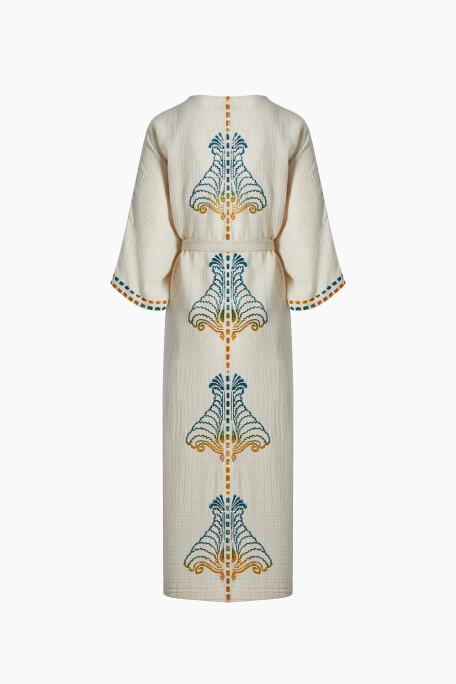 Crinkle Linen Renkli Baskılı Kimono