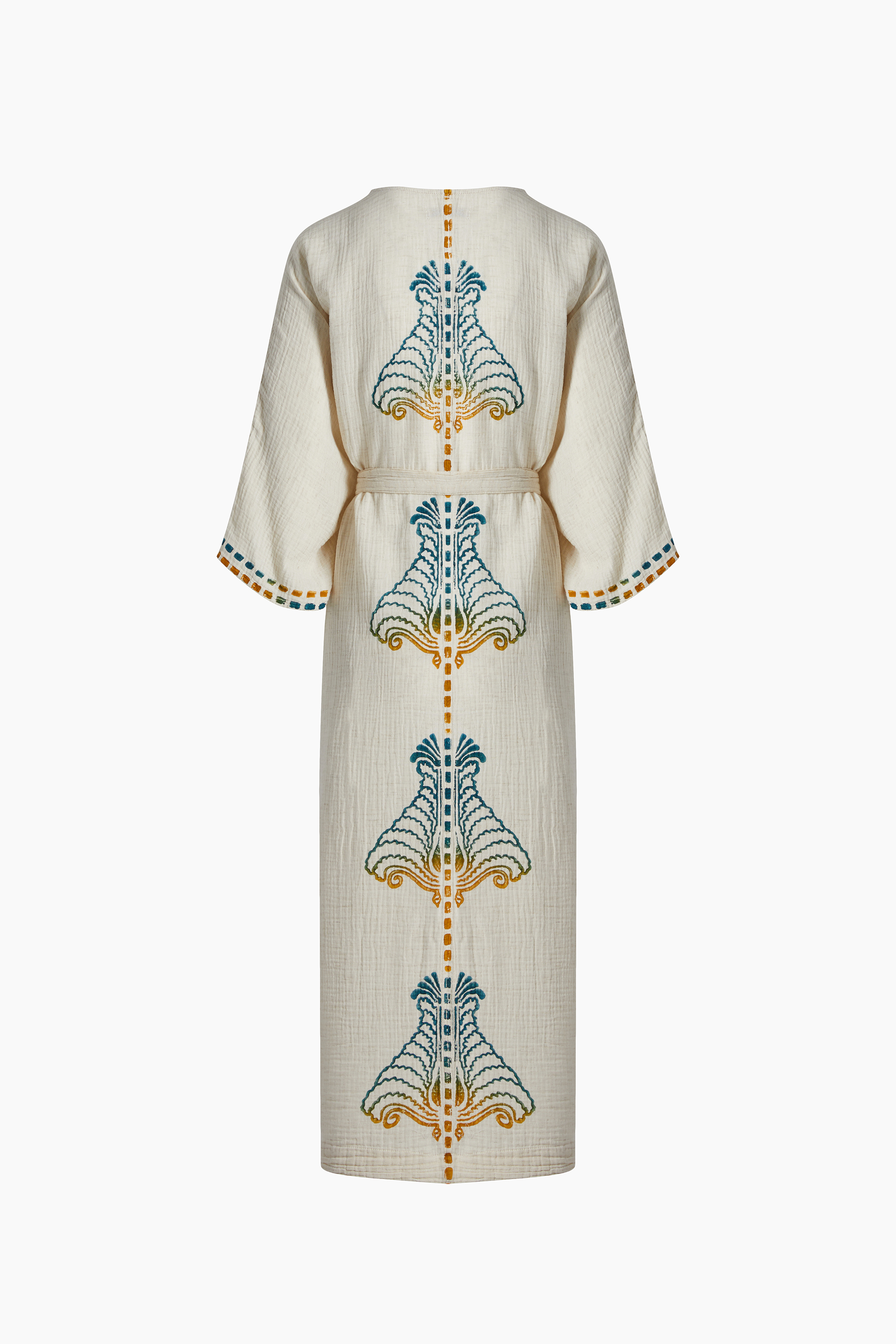 Crinkle Linen Renkli Baskılı Kimono