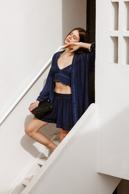 Keten Navy Şort