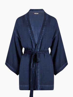 Keten Navy Kısa Kimono