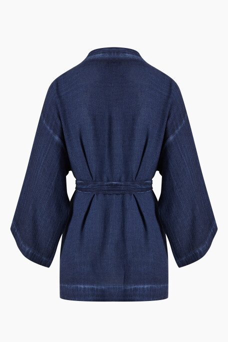 Keten Navy Kısa Kimono