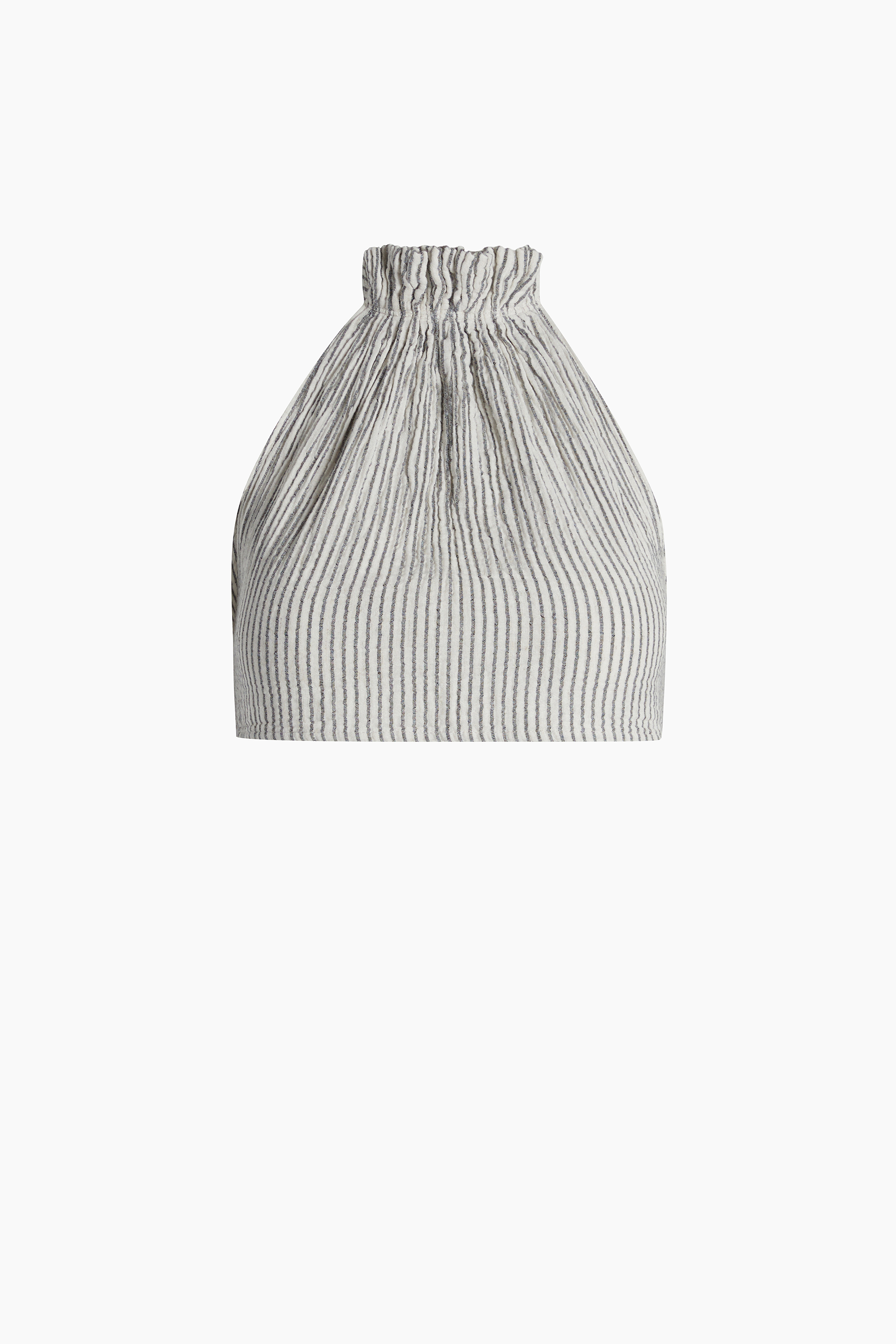 Crinkle Çizgili Halter Yaka Bluz