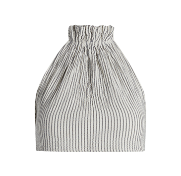 Crinkle Çizgili Halter Yaka Bluz