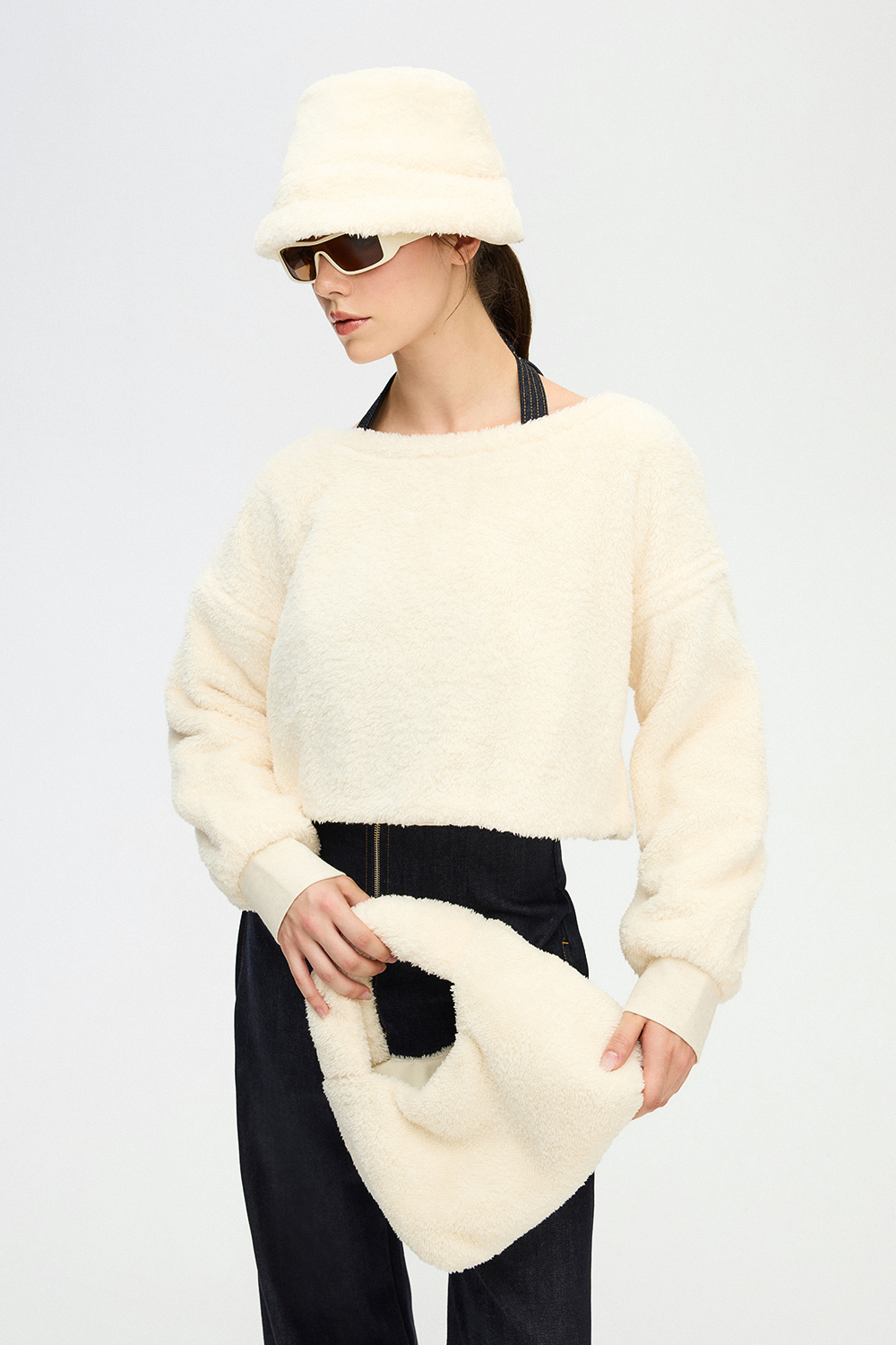 Pelüş Crop Bluz