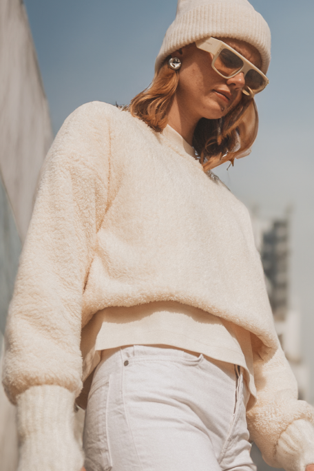 Pelüş Crop Bluz
