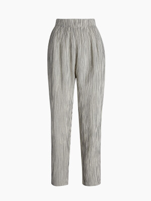 Crinkle Çizgili Slouchy Pantolon