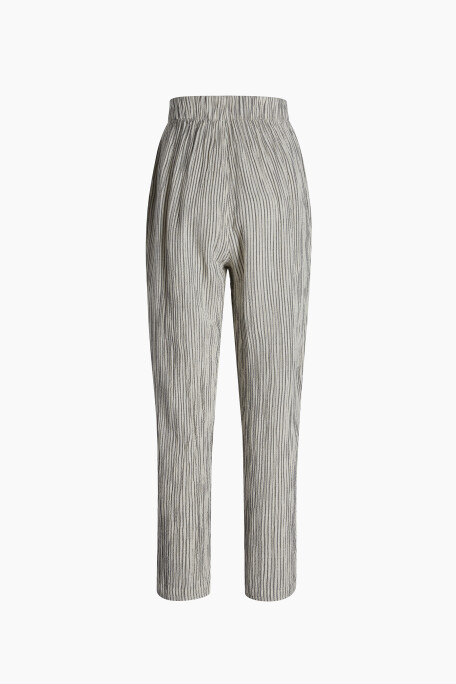 Crinkle Çizgili Slouchy Pantolon