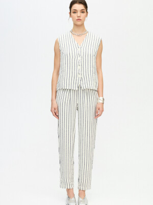 Lacivert Çizgili Slouchy Pantolon