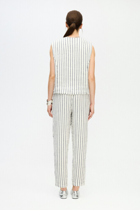 Lacivert Çizgili Slouchy Pantolon